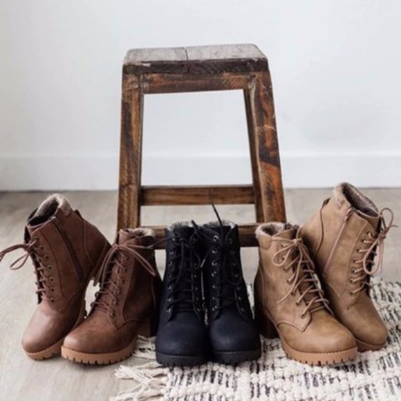 Shoes - CONNIE Lace up Combat BootS - black